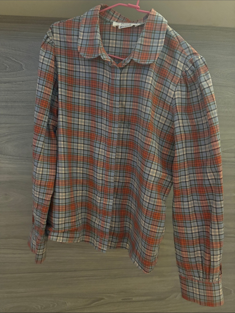 Bonpoint Plaid Button-Up Shirt in Red and Blue 10Y